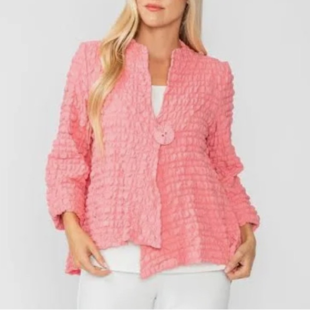 IC Collection NWT Pink Asymmetric One Button Jacket